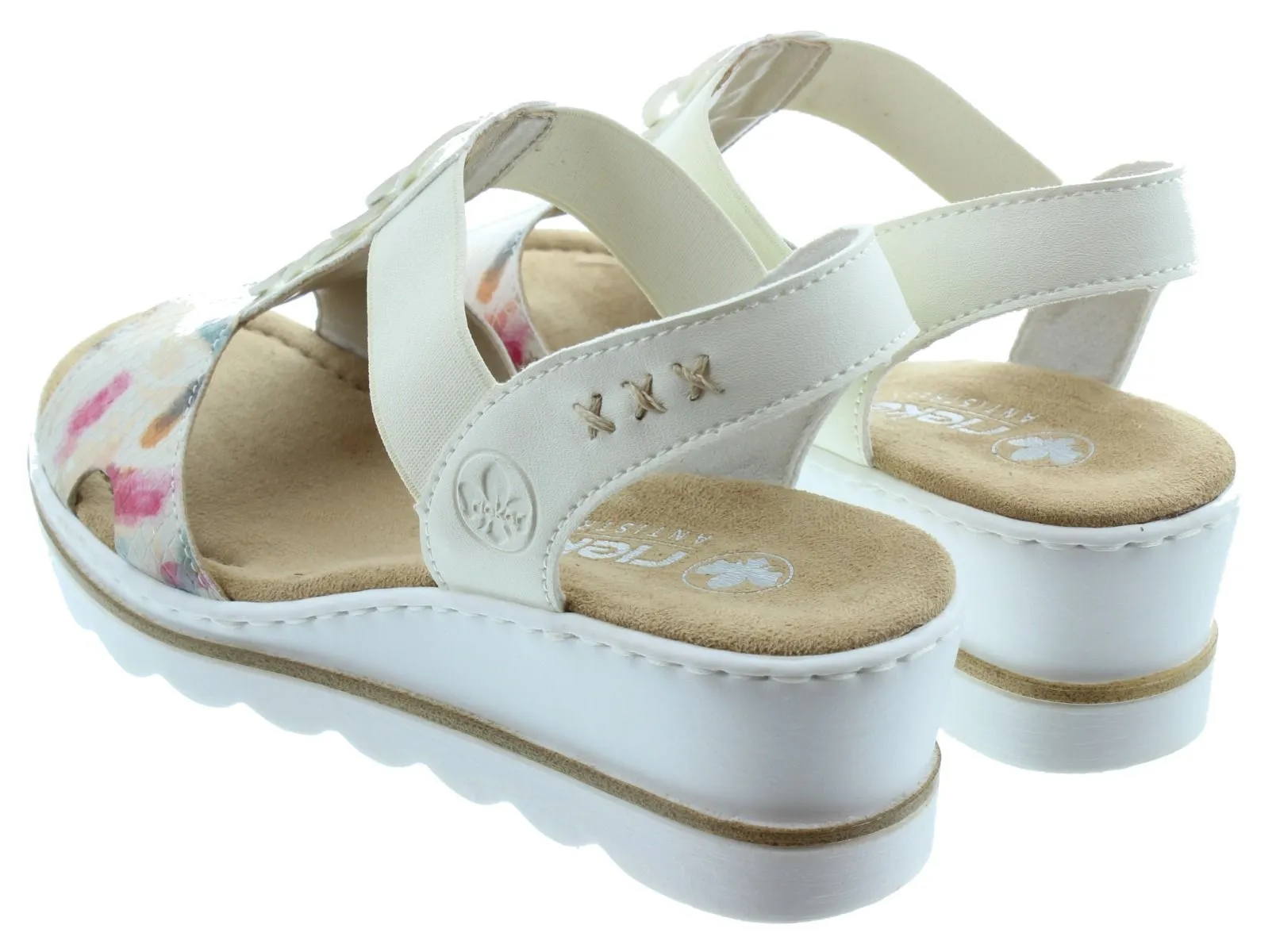 RIEKER Ladies 67498 Wedge Sandals In White