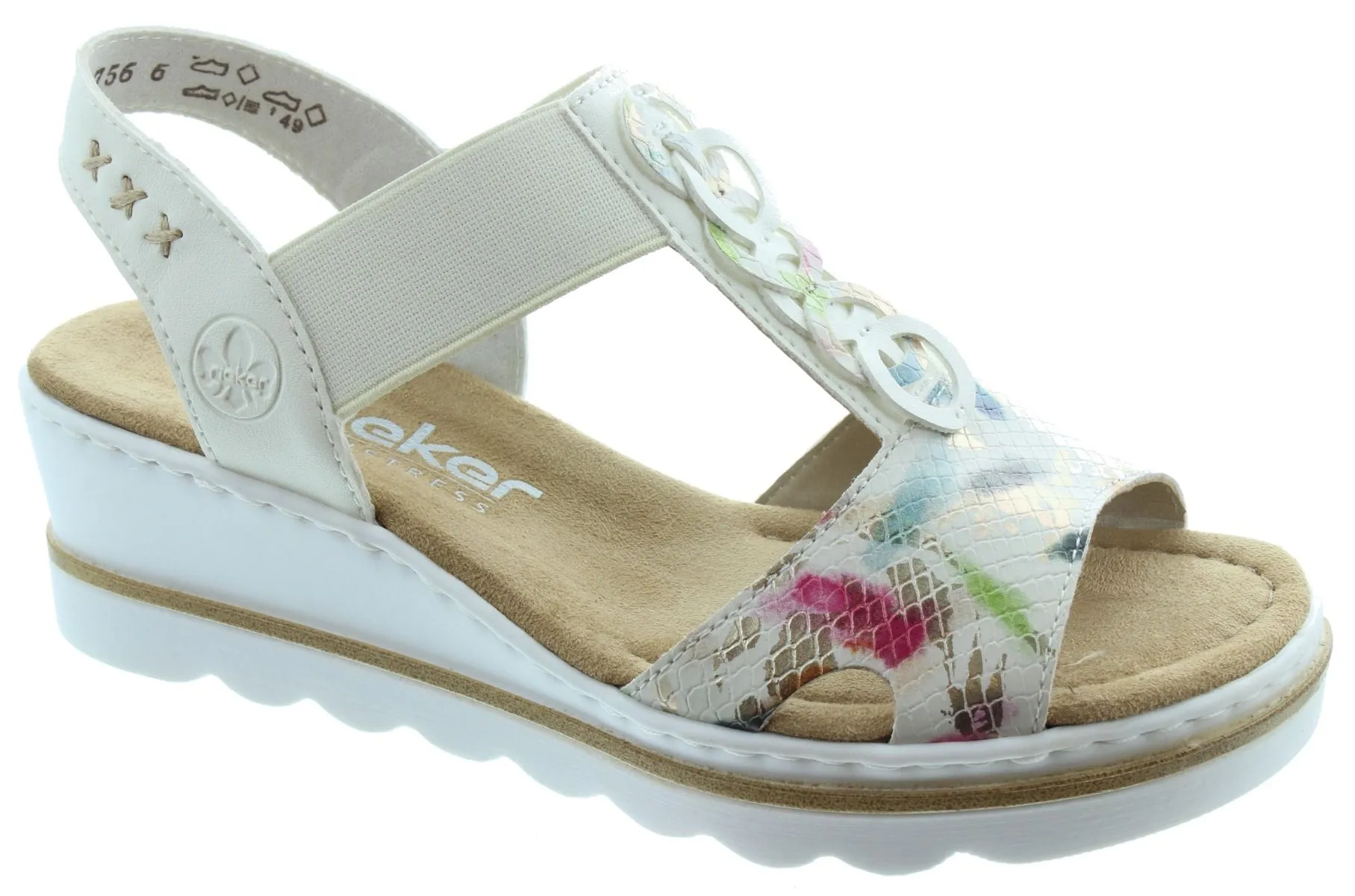 RIEKER Ladies 67498 Wedge Sandals In White