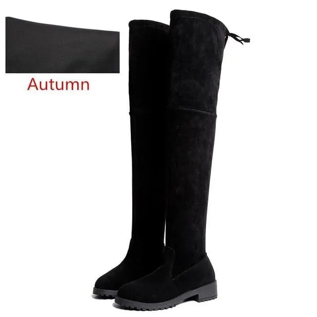 Size 35-41 Winter Over The Knee Boots Women Stretch Fabric Thigh High Sexy Woman Shoes Long Bota Feminina zapatos de mujer #66