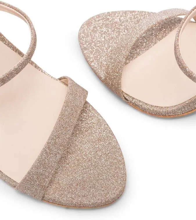 Sophia Webster champagne glitter rosalind 100 leather sandals Metallic