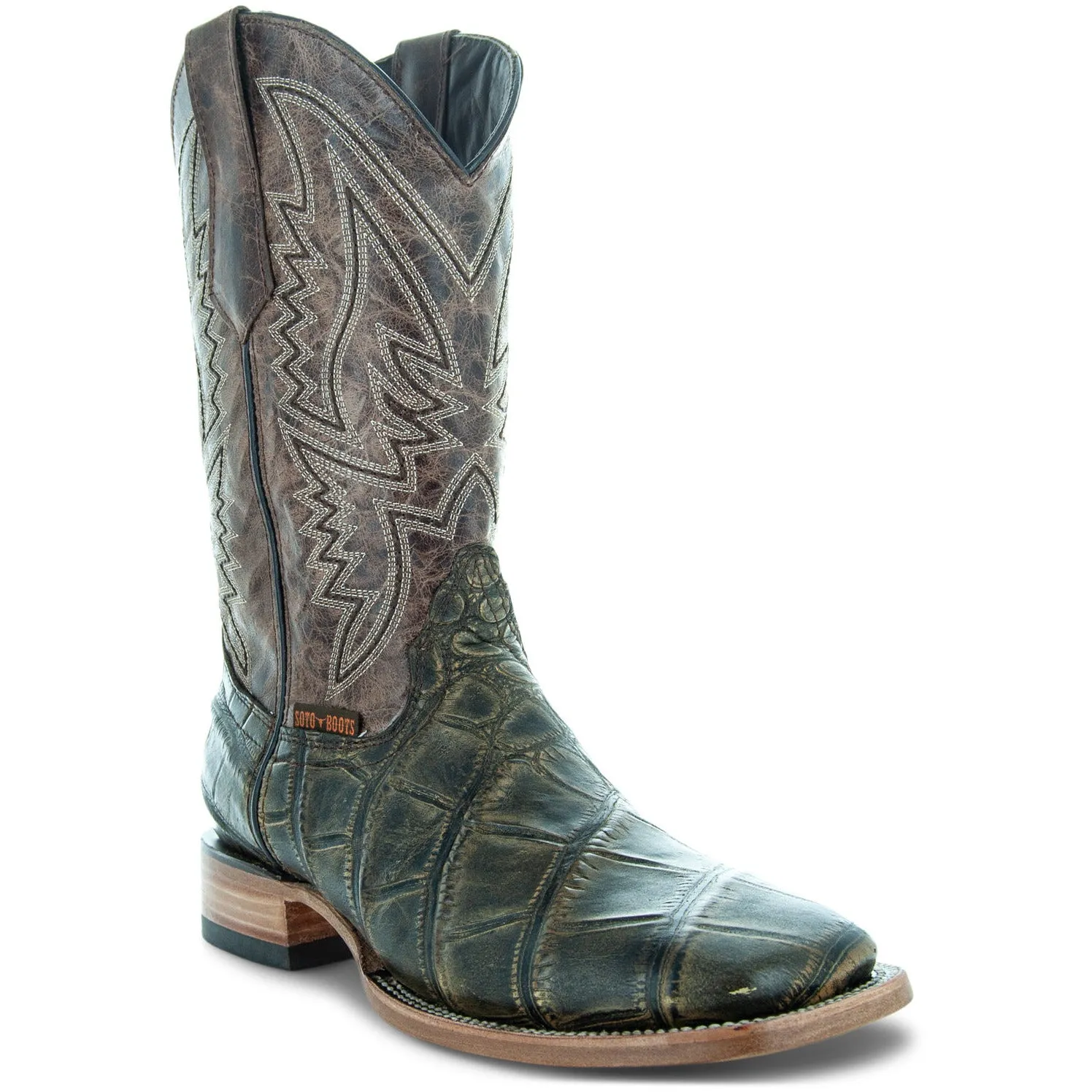 Soto Boots Men's Caiman Flank Print Cowboy Boots H50041