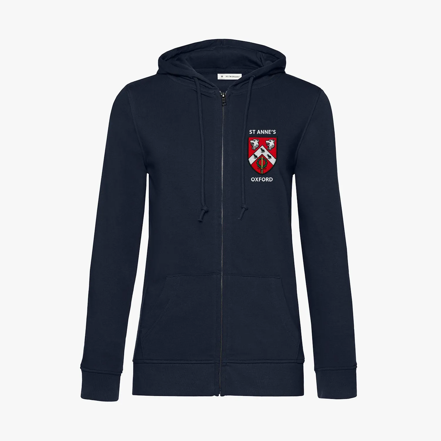 St Anne's College Ladies Organic Embroidered Zip Hoodie