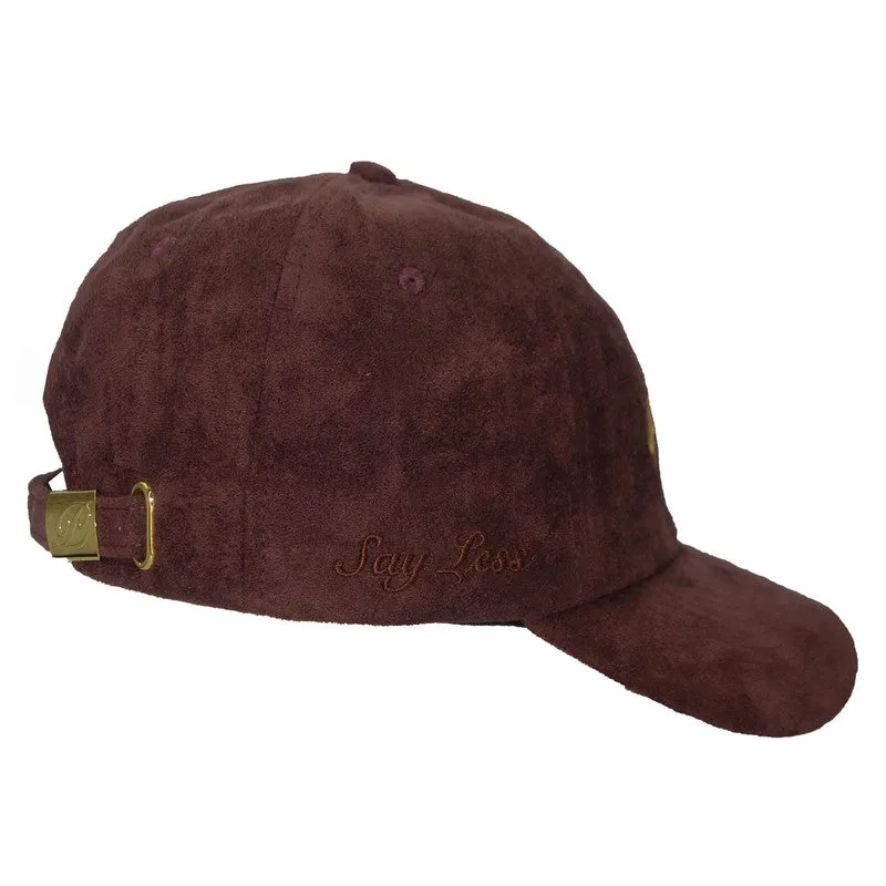 Suede Dad Hat Script Brown / Gold