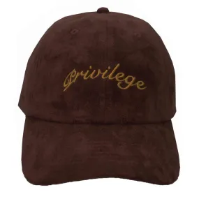 Suede Dad Hat Script Brown / Gold