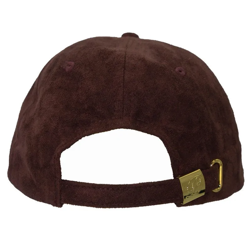 Suede Dad Hat Script Brown / Gold