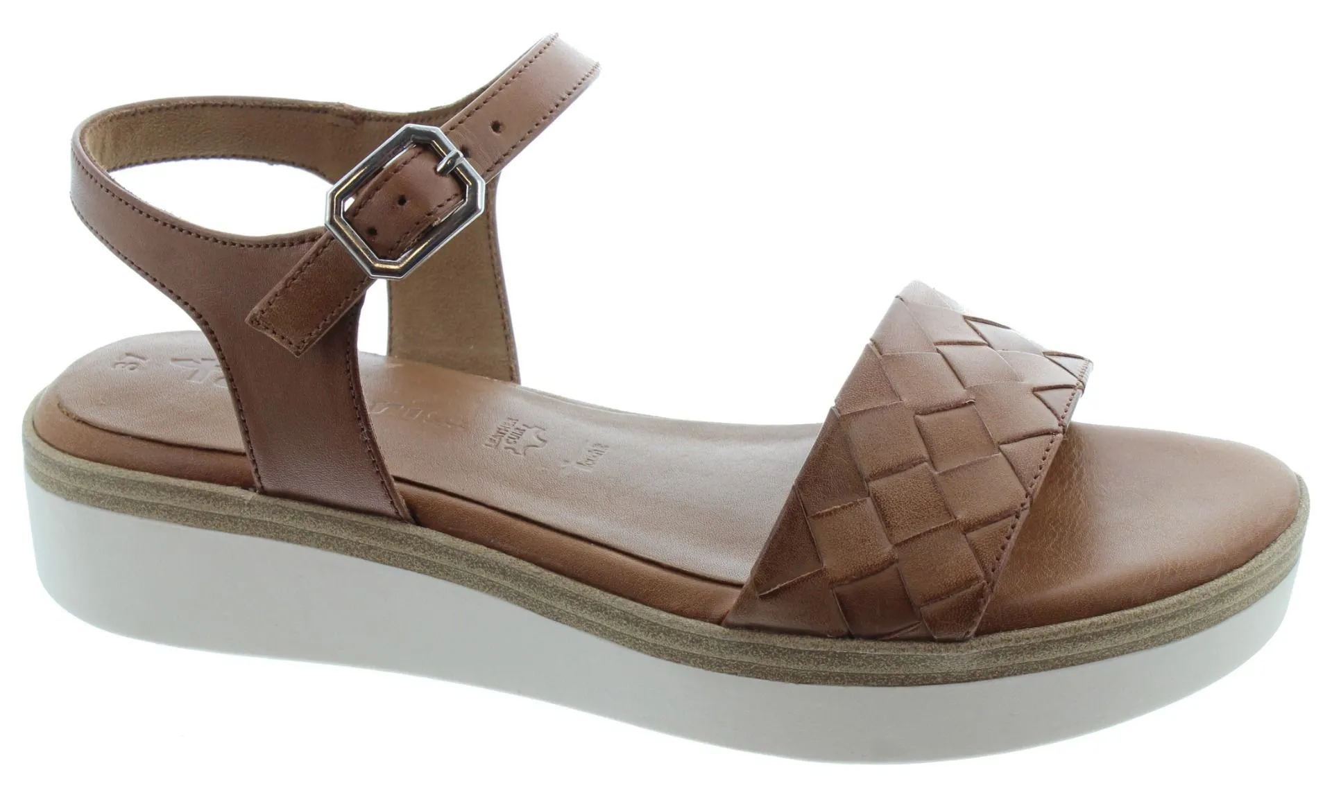 TAMARIS Ladies 28216 Flat Sandals In Nut Brown