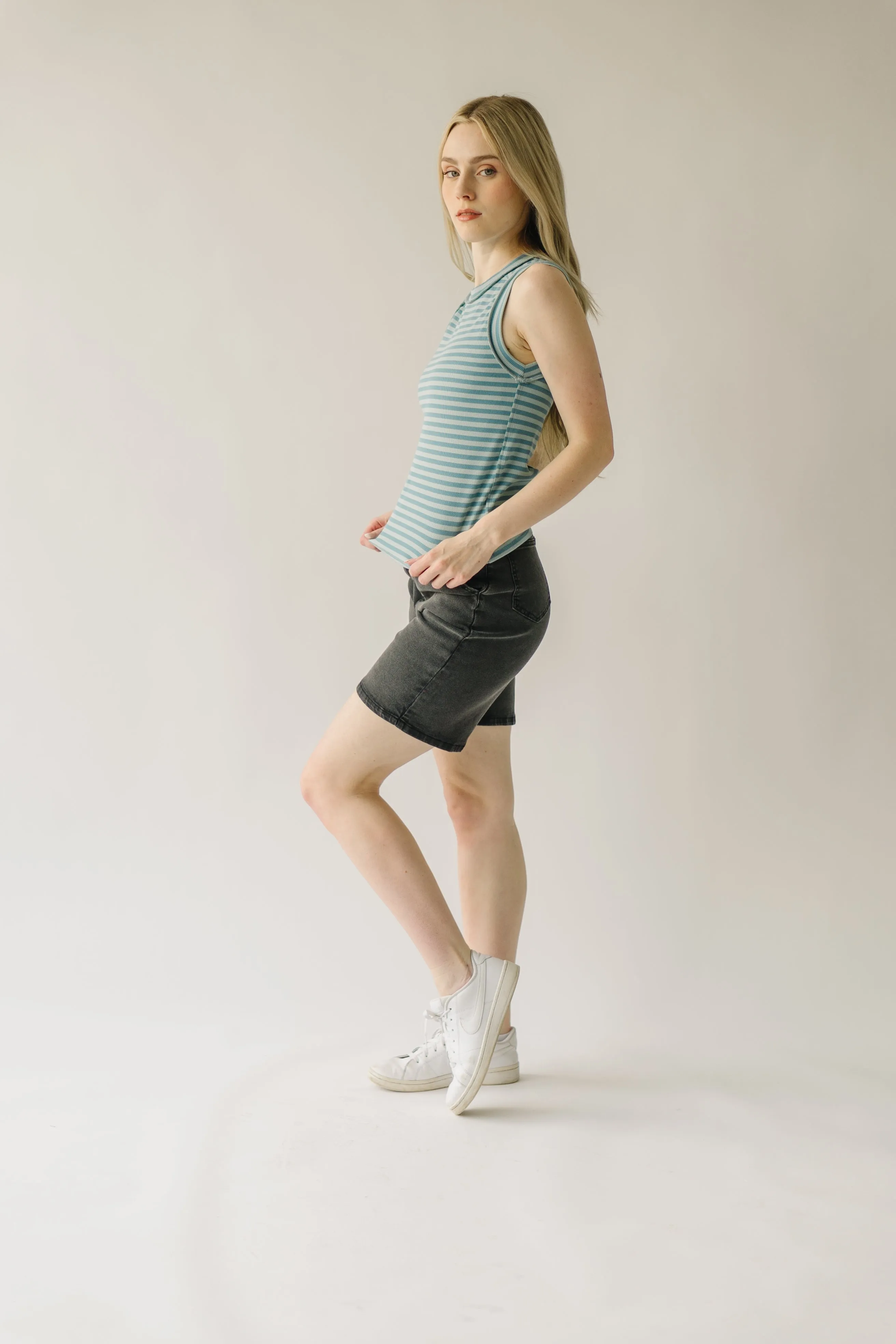 The Reichman Striped Knit Tank in Cloud Stripe