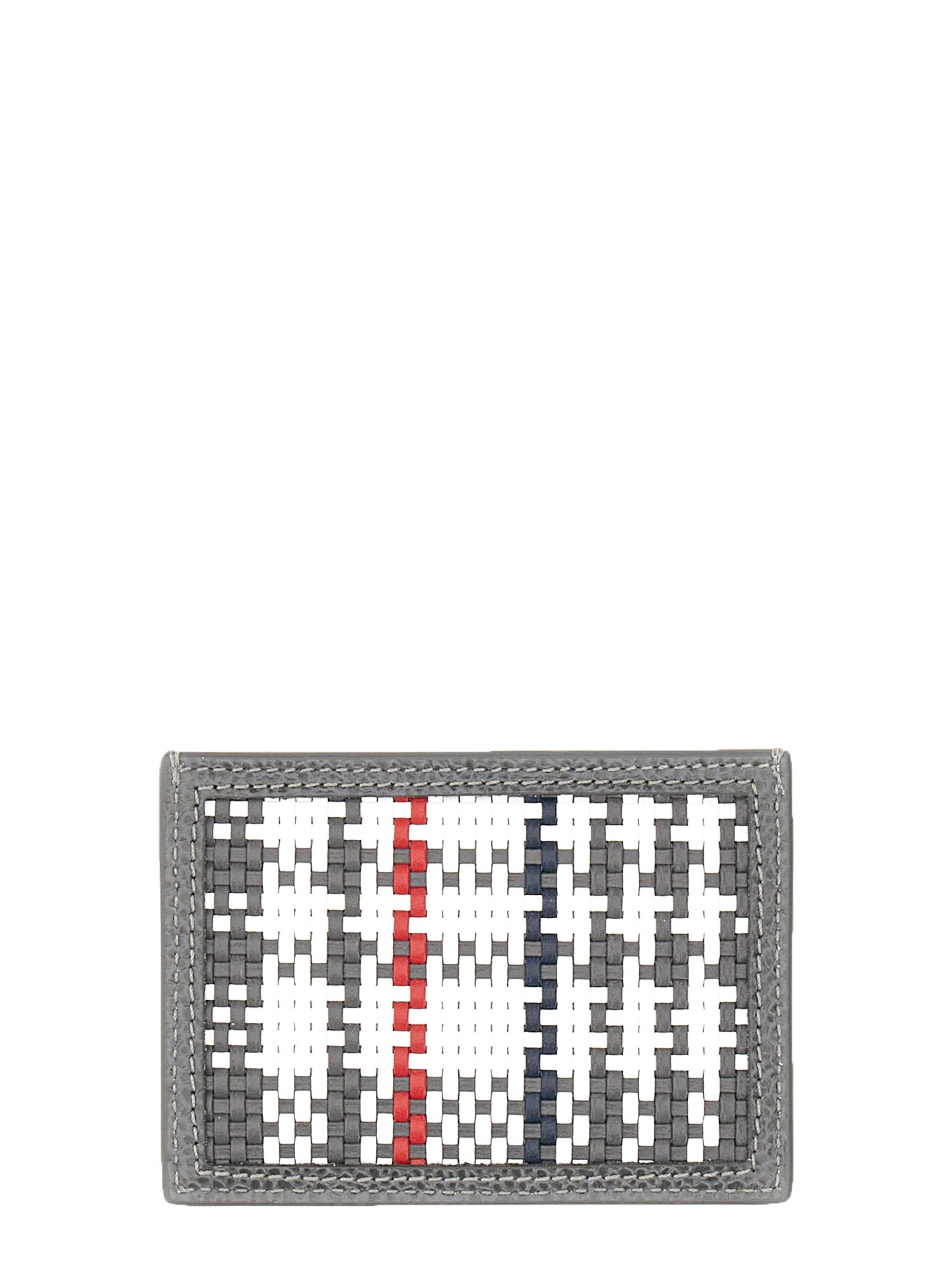 THOM BROWNE    WOVEN LEATHER CARD CASE