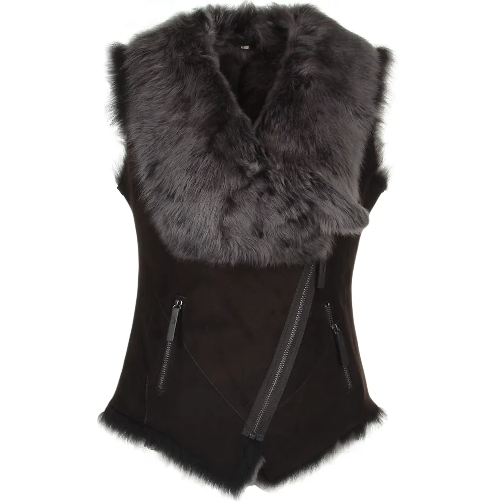 Toscana Suede Leather Biker Gilet Brown : Kimi