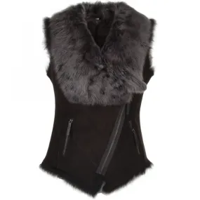 Toscana Suede Leather Biker Gilet Brown : Kimi