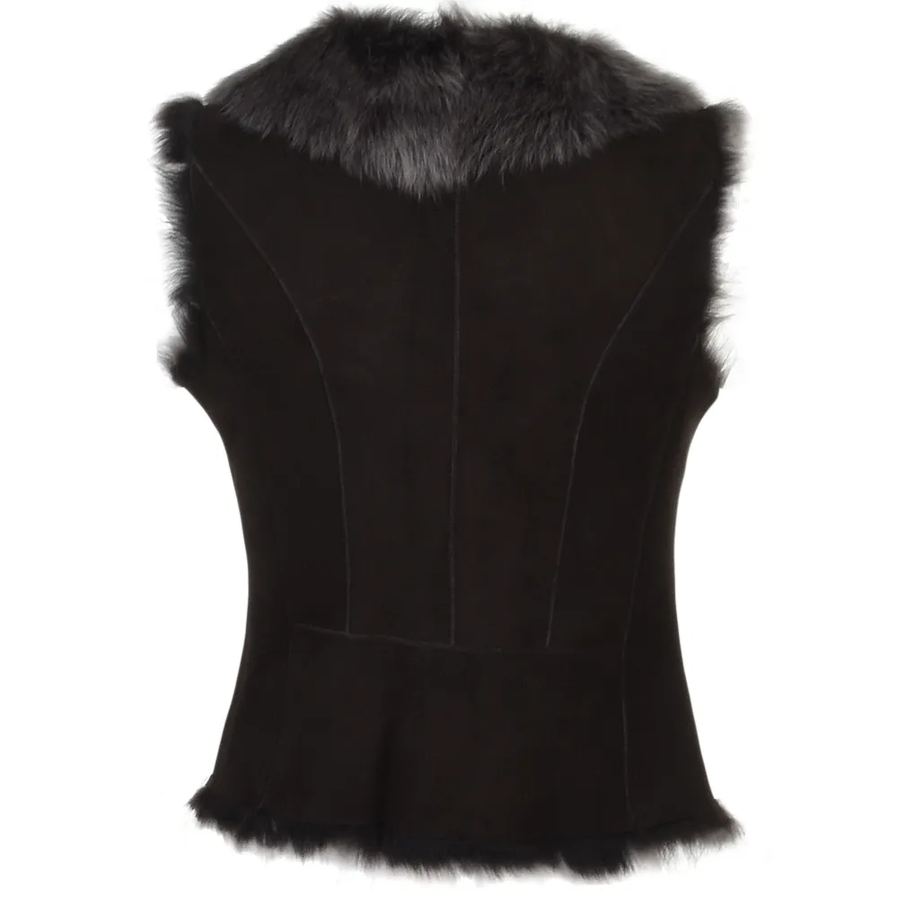 Toscana Suede Leather Biker Gilet Brown : Kimi