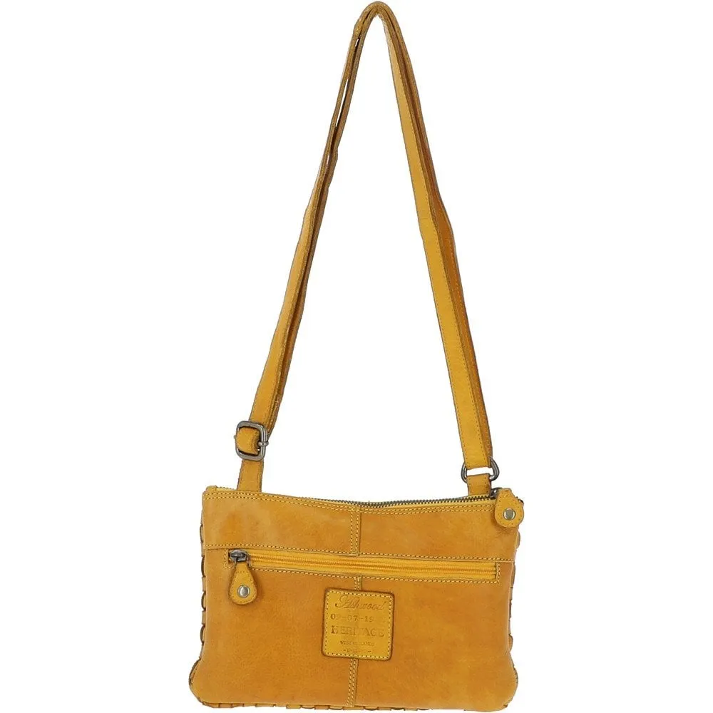 Vintage Woven Classic Leather Crossbody Bag Yellow:  D-70