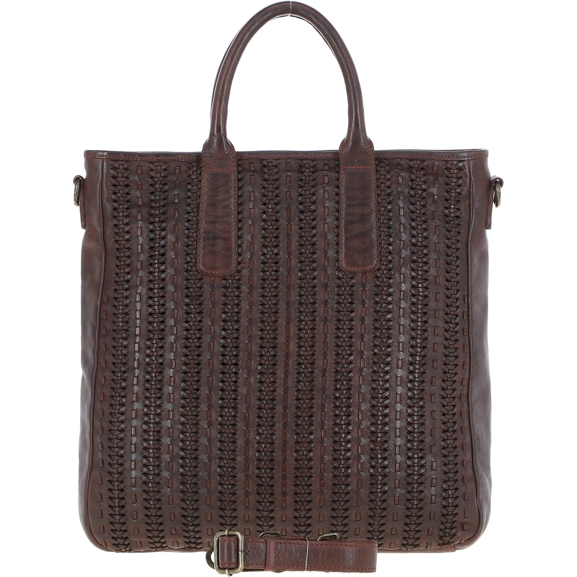 Vintage Woven Large Leather Handbag Brandy:  D-95