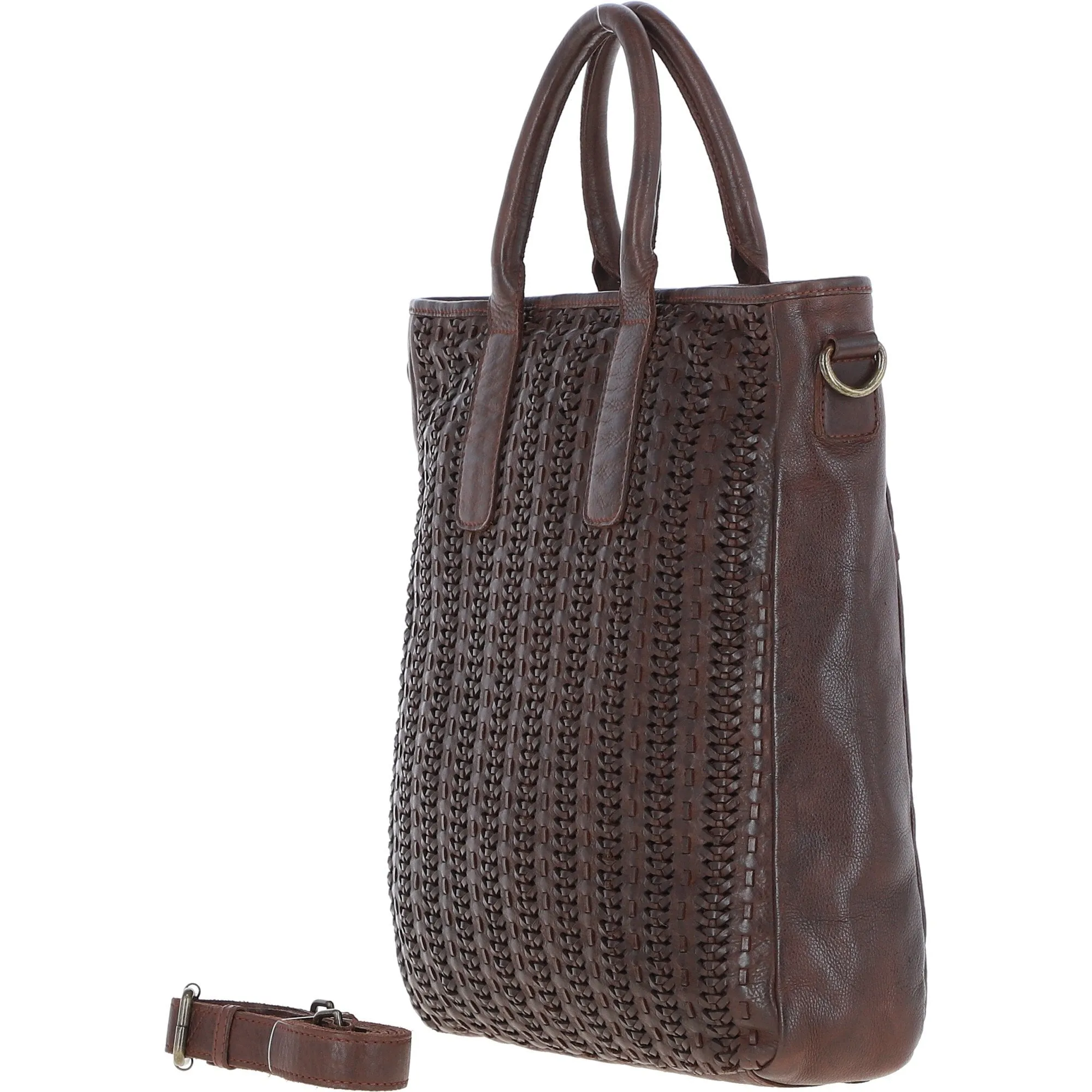 Vintage Woven Large Leather Handbag Brandy:  D-95