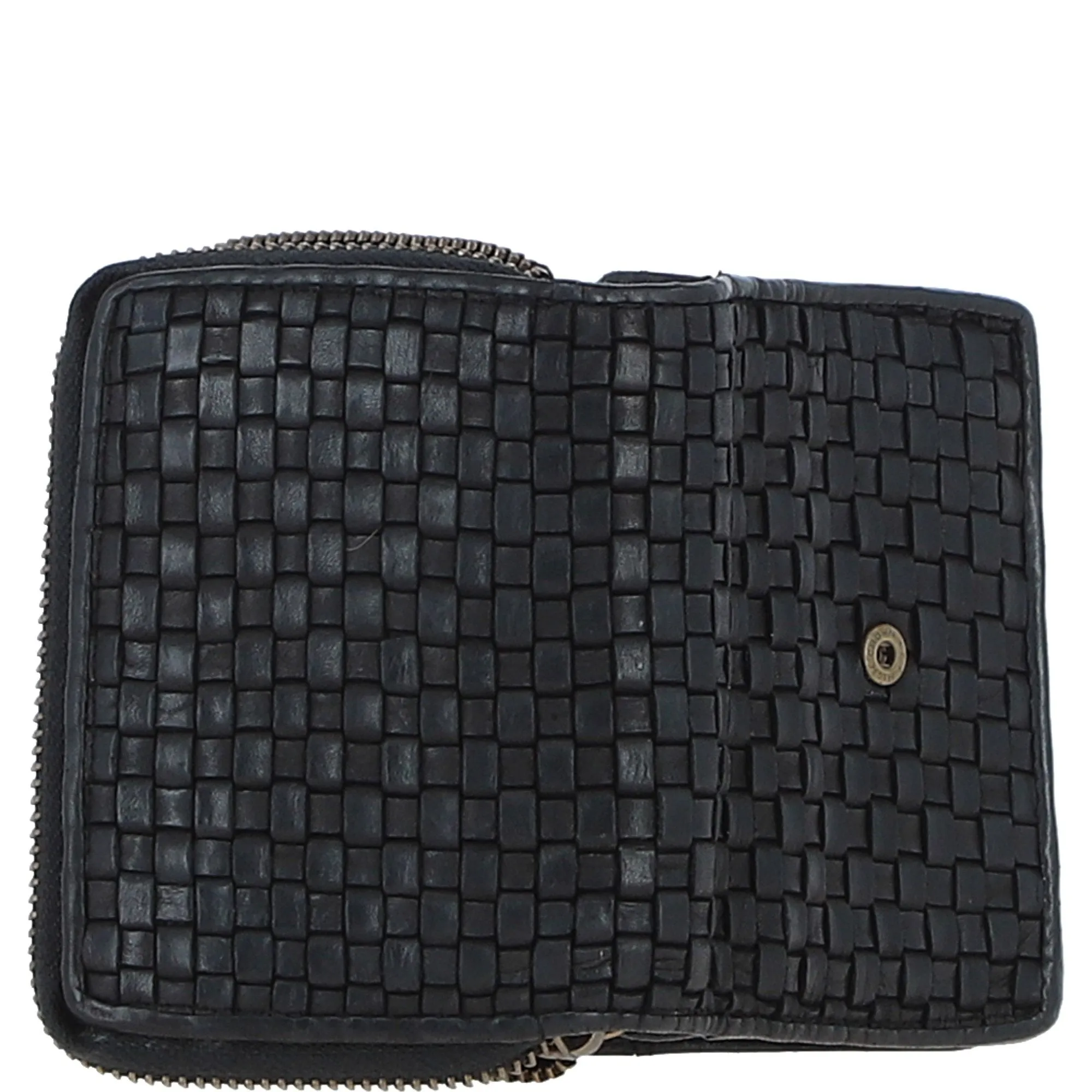 Vintage Woven Leather 7 Card Purse Black:  D-82