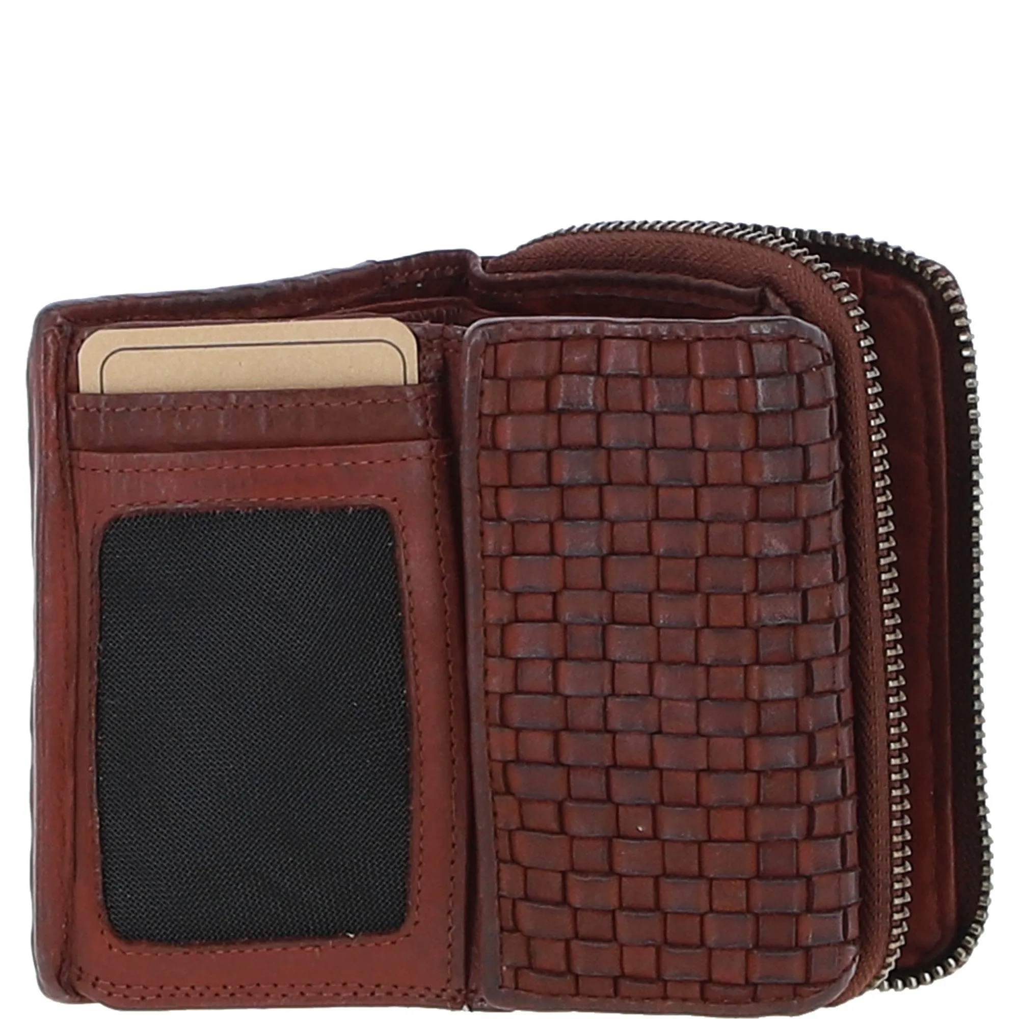 Vintage Woven Leather 7 Card Purse Cognac :  D-82