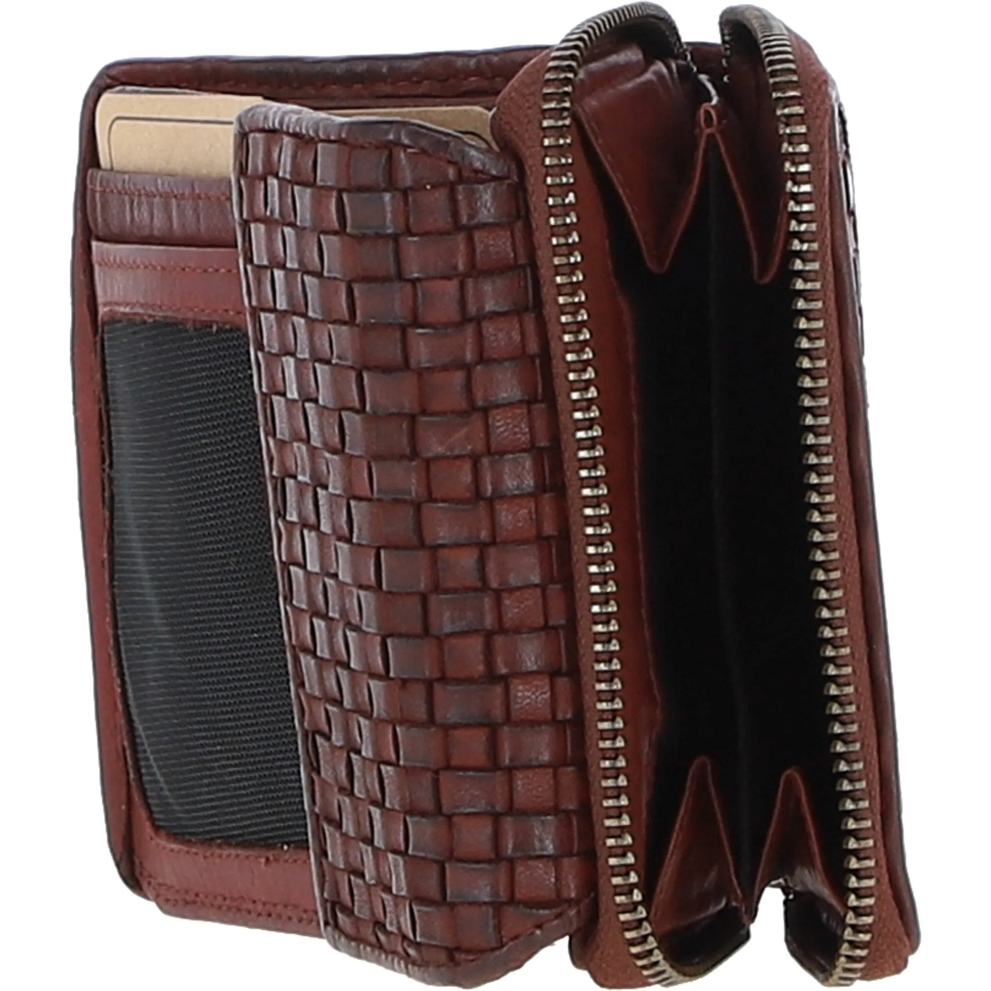 Vintage Woven Leather 7 Card Purse Cognac :  D-82