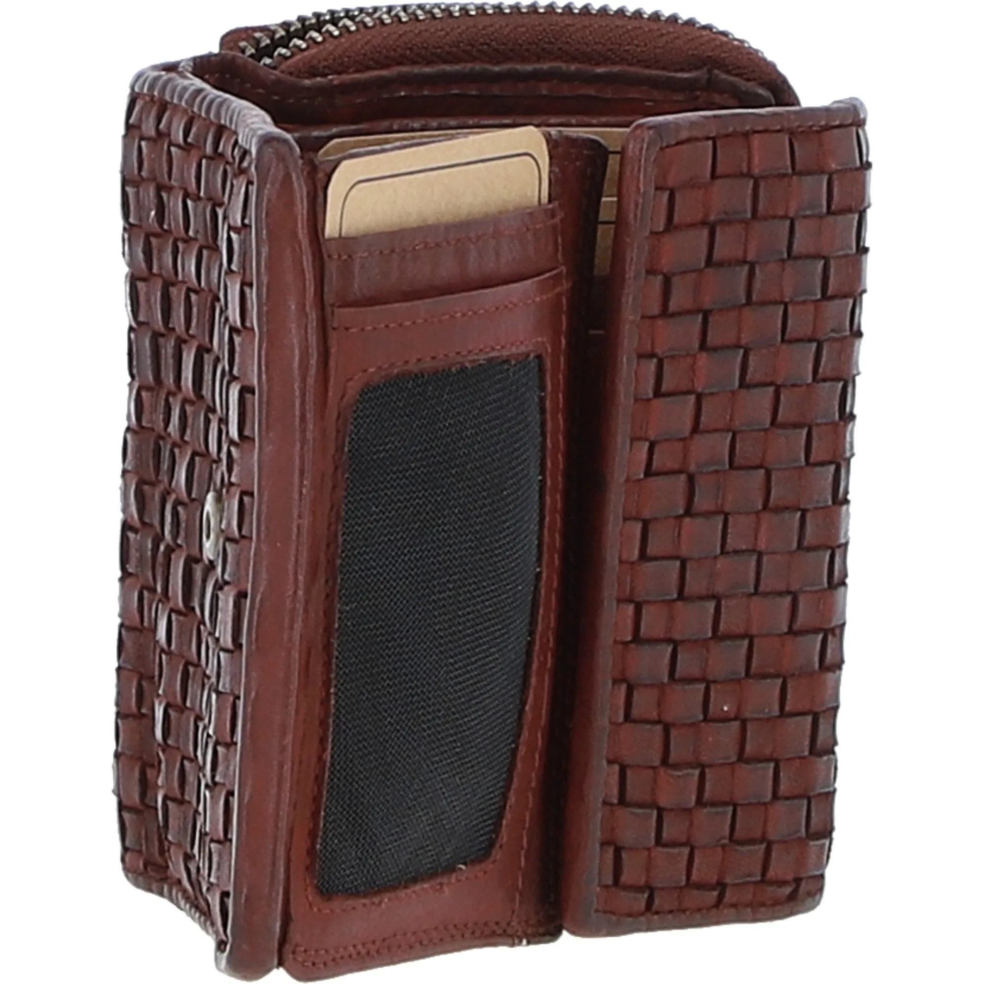 Vintage Woven Leather 7 Card Purse Cognac :  D-82