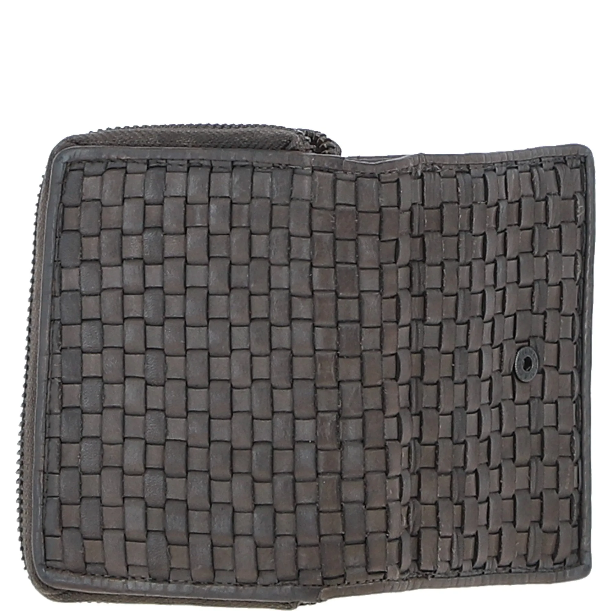 Vintage Woven Leather 7 Card Purse Dk Grey:  D-82