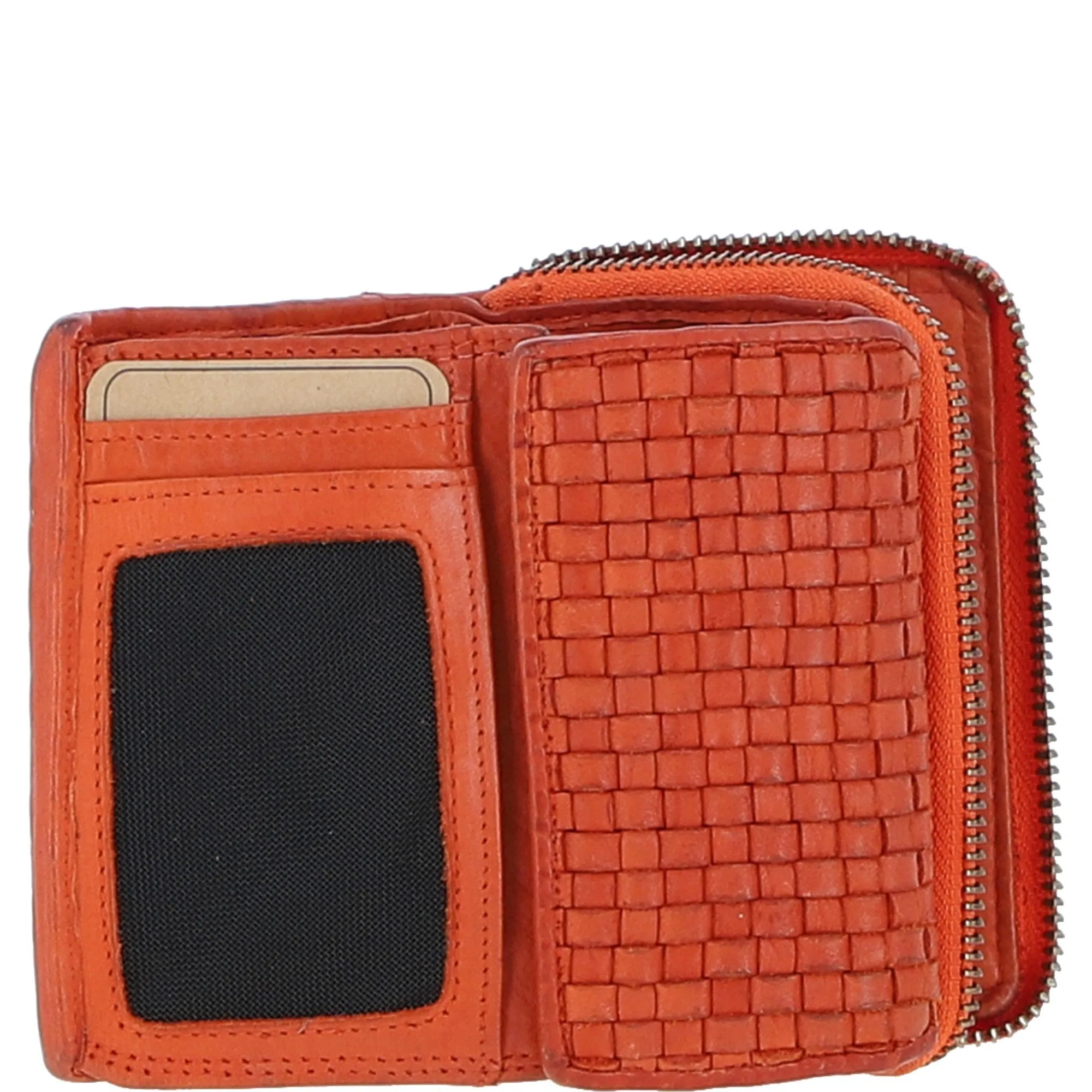 Vintage Woven Leather 7 Card Purse Orange:  D-82