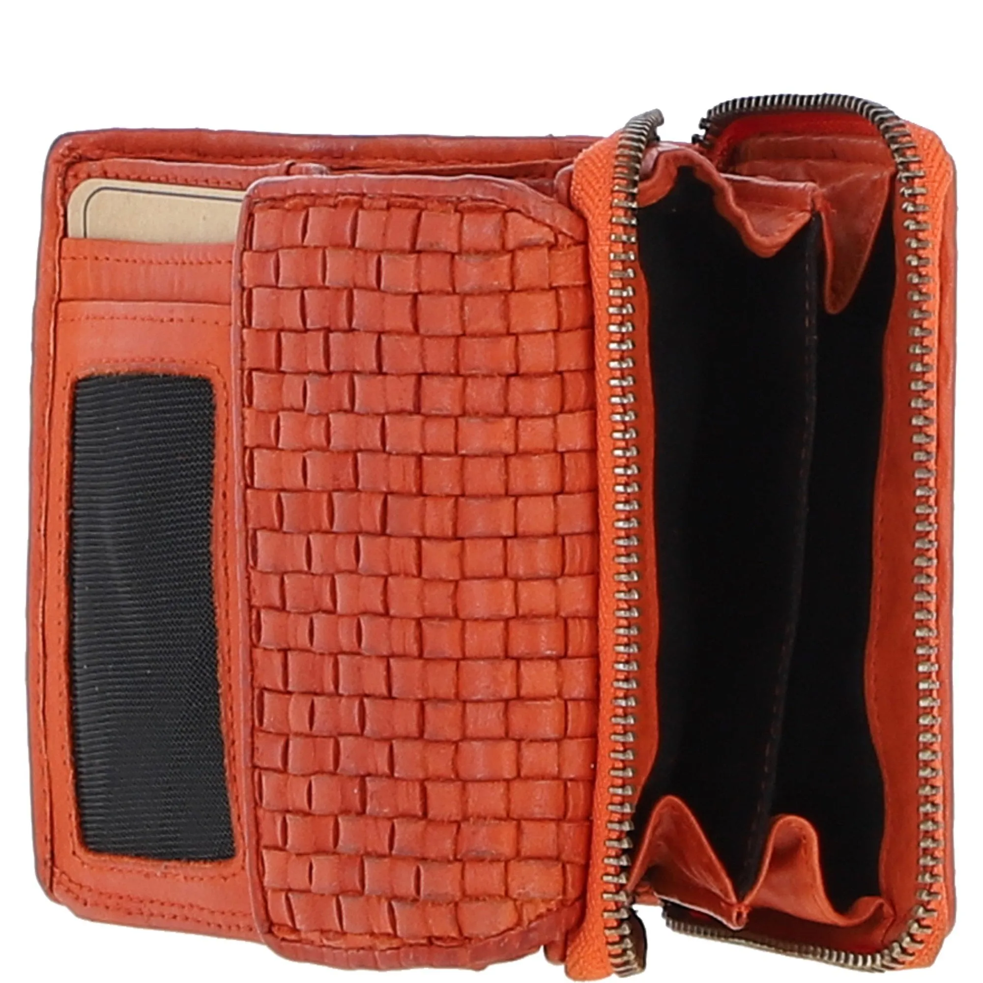 Vintage Woven Leather 7 Card Purse Orange:  D-82