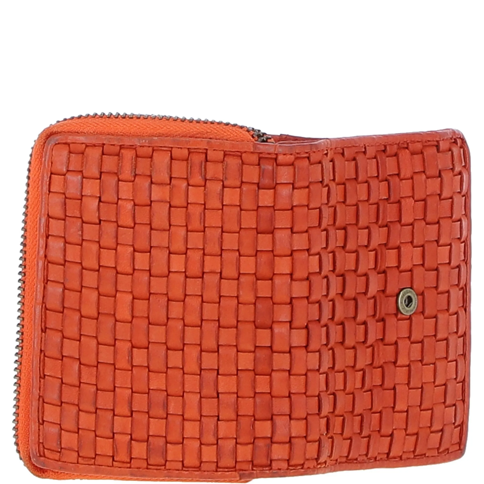 Vintage Woven Leather 7 Card Purse Orange:  D-82