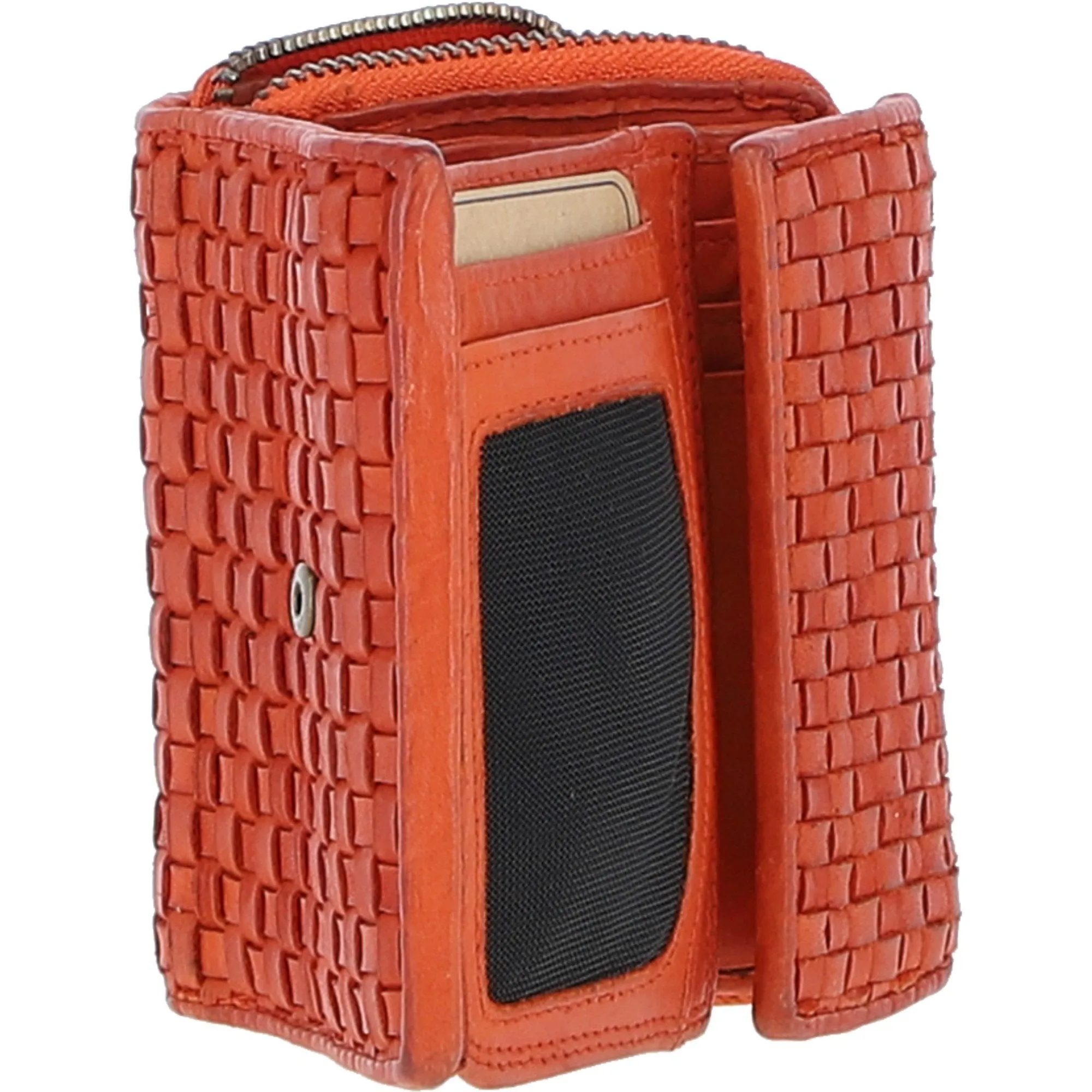 Vintage Woven Leather 7 Card Purse Orange:  D-82