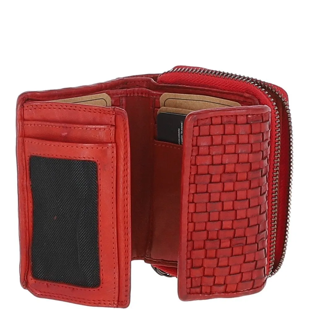 Vintage Woven Leather 7 Card Purse Red:  D-82