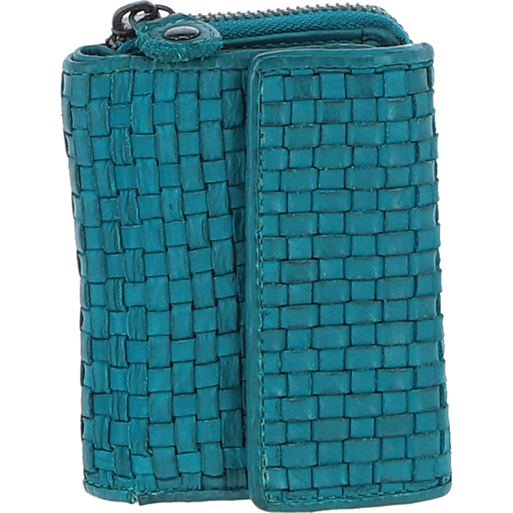 Vintage Woven Leather 7 Card Purse Turquoise:  D-82