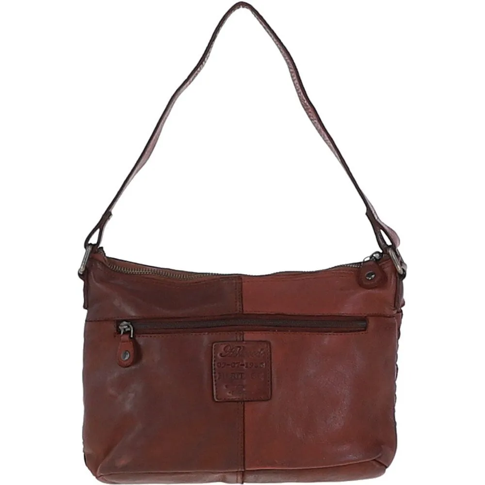 Vintage Woven Leather Shoulder Bag Cognac :  D-73