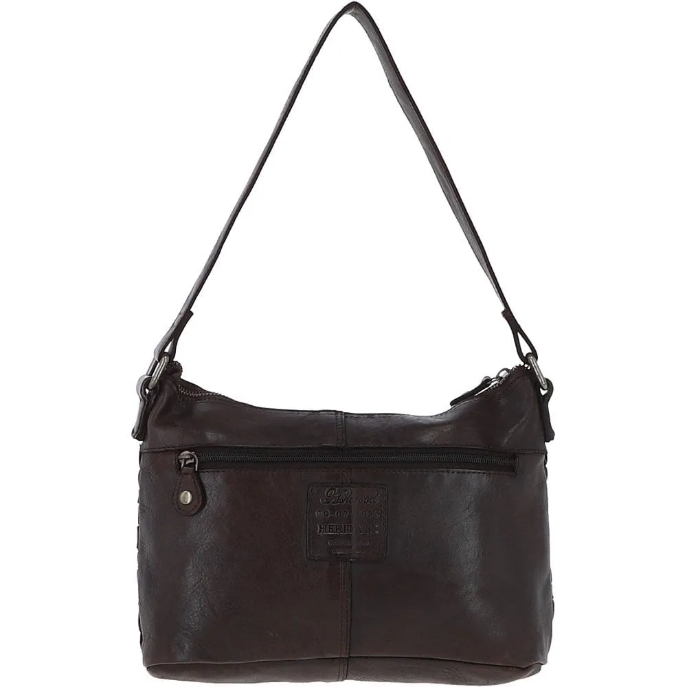 Vintage Woven Leather Shoulder Bag Dark Brown :  D-73