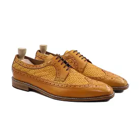 Wayne - Men's Yellow Calf and Handmade Woven Leather Derby Shoe