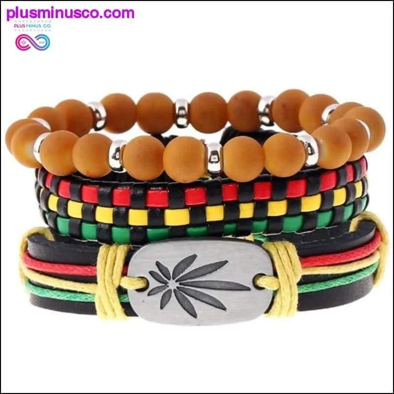 Weed Beaded Brown Handmade Woven Leather Bracelet