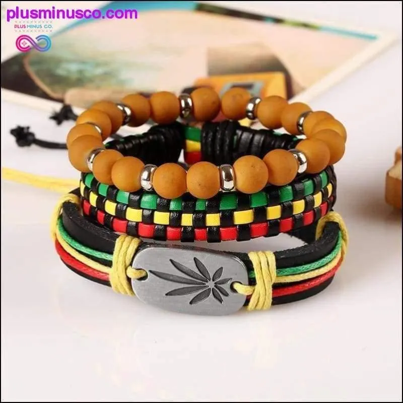 Weed Beaded Brown Handmade Woven Leather Bracelet