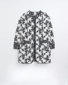 White floral quilted coat