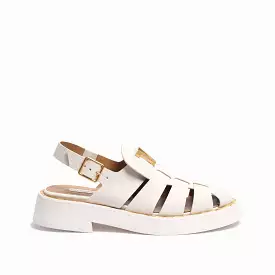 White women's tumbled calf leather sandal