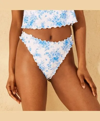 Wild Fable Women's Mid-Rise Ruffle Edge Ultra High Leg Super Cheeky Bikini Bottom