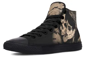 Woman And Sugar Skull Black High Top Canvas Shoes