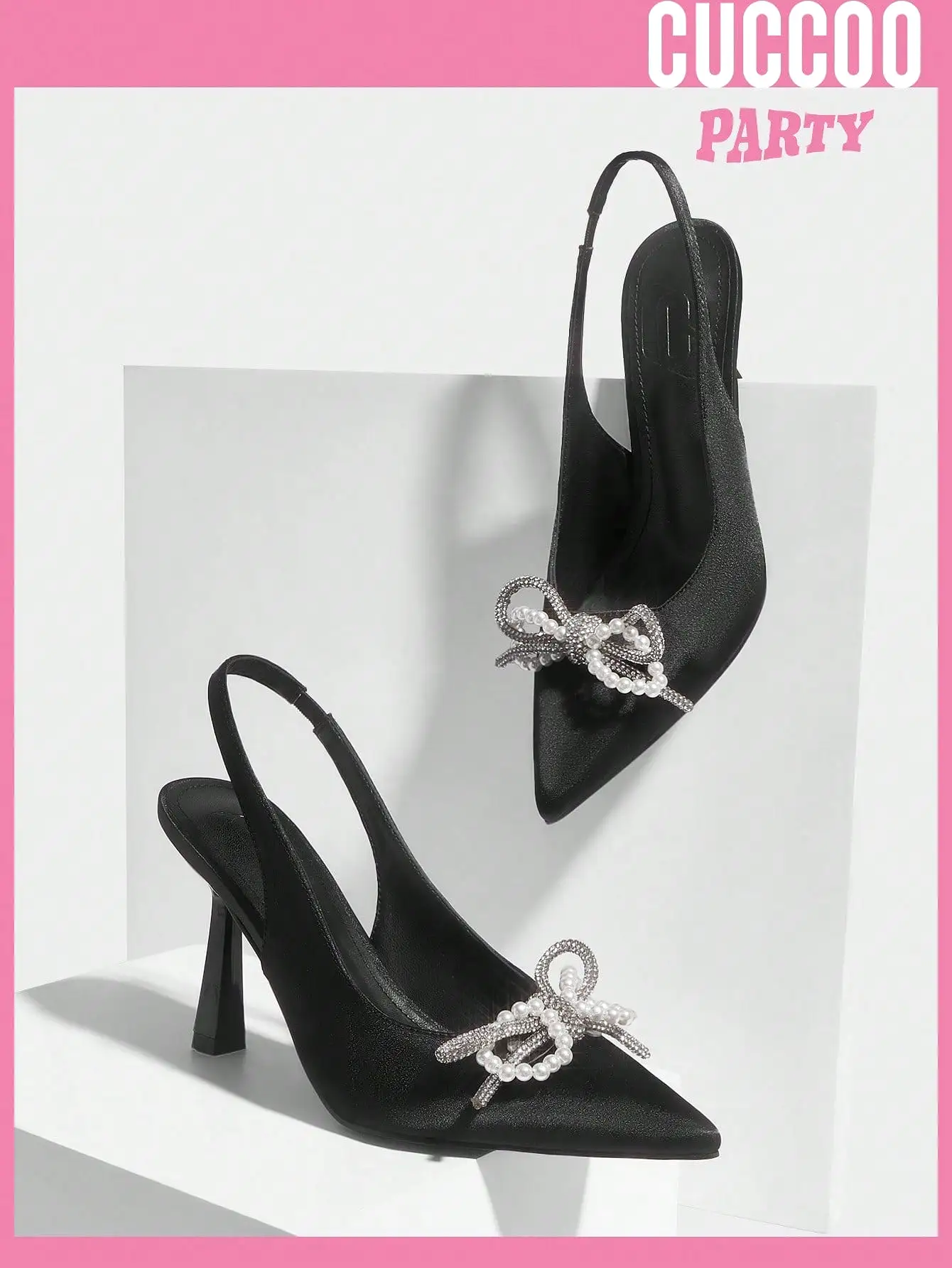 Woman Shoes Fashionable Black High Heel Pumps Embellished With Bowknot, Beads & Flowers Perfect For Wedding & Valentine'S Day Fo