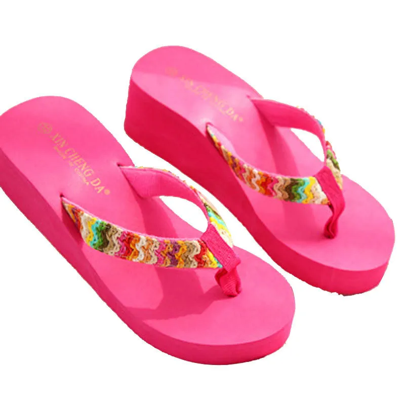 Women Shoes High Heels Flip Flops Bohemia Beach Platform wedges for women Sals Flip slippers woman shoes