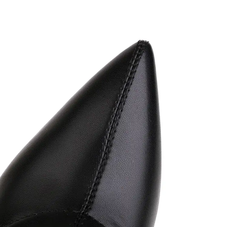 Women's Booties Pu Leather Pointed Toe Spool Heel Platform Short Boots