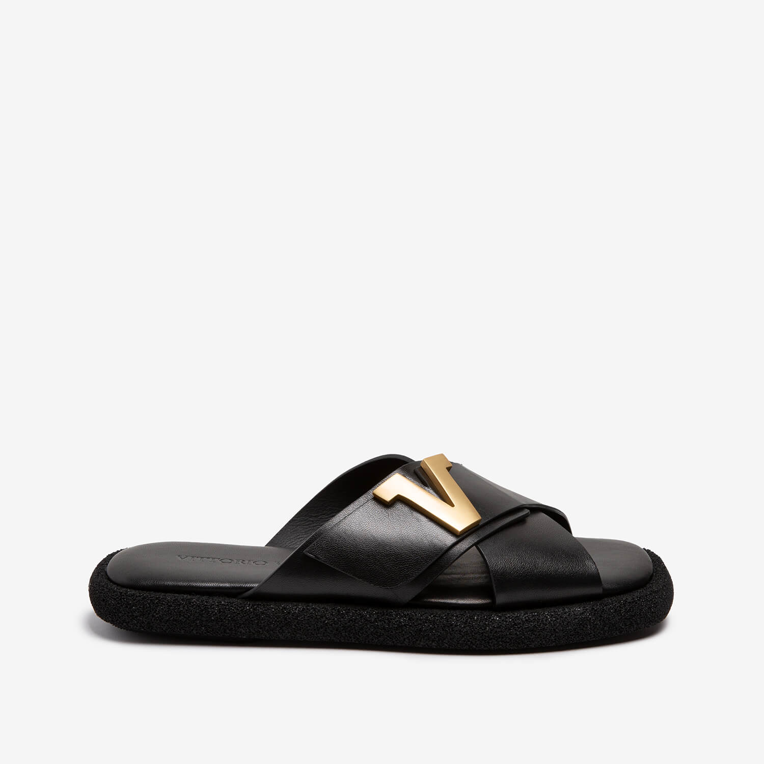 Women's calf leather slide sandal