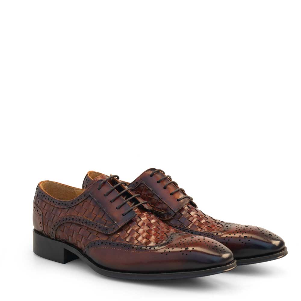 Woven Calf Wing Tip Derby