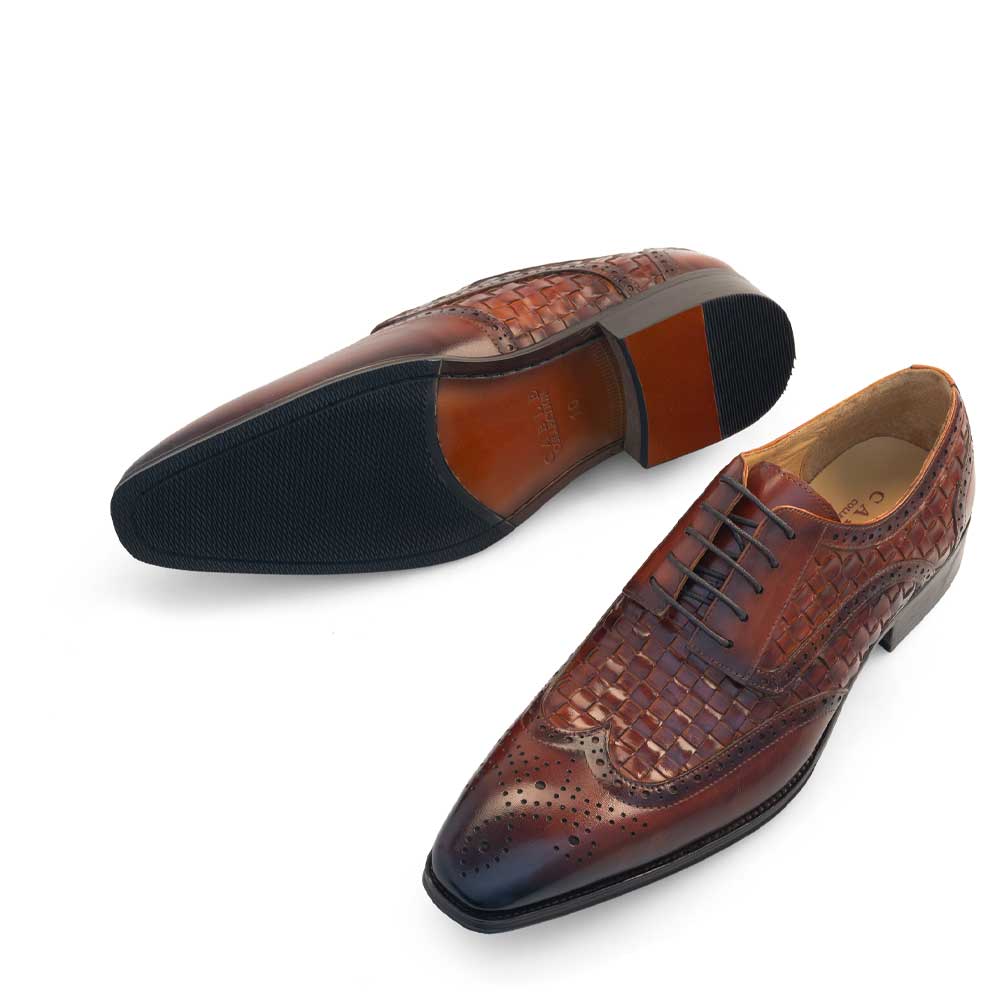 Woven Calf Wing Tip Derby