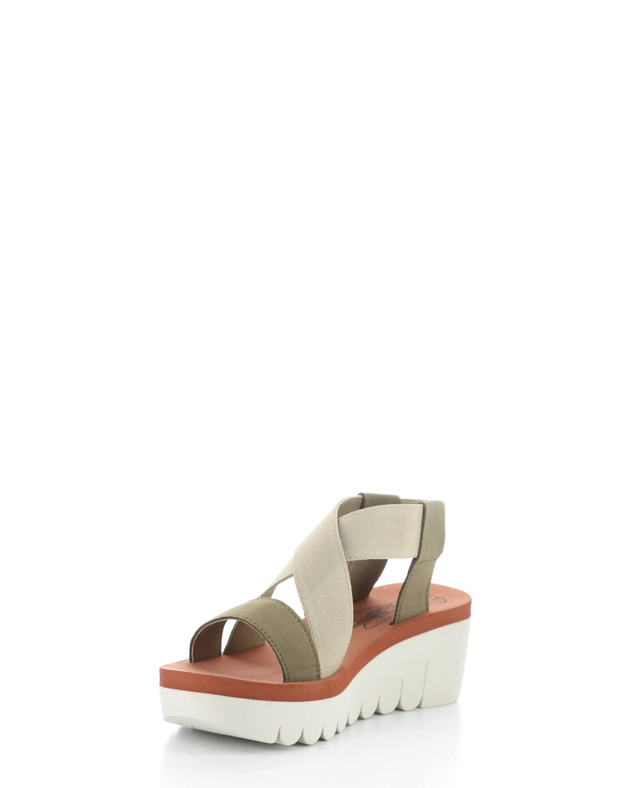 YABI922FLY 011 MILITARY/BEIGE/BRICK Round Toe Sandals