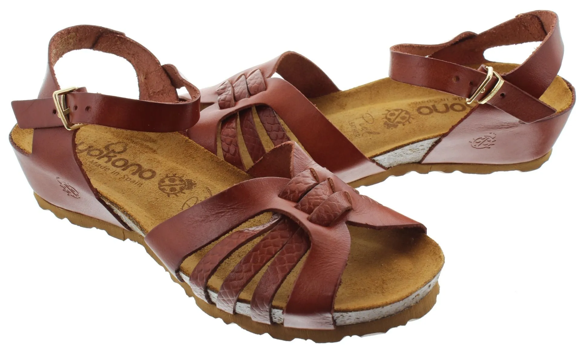 YOKONO Ladies Monaco 185 Flat Sandals In Tan